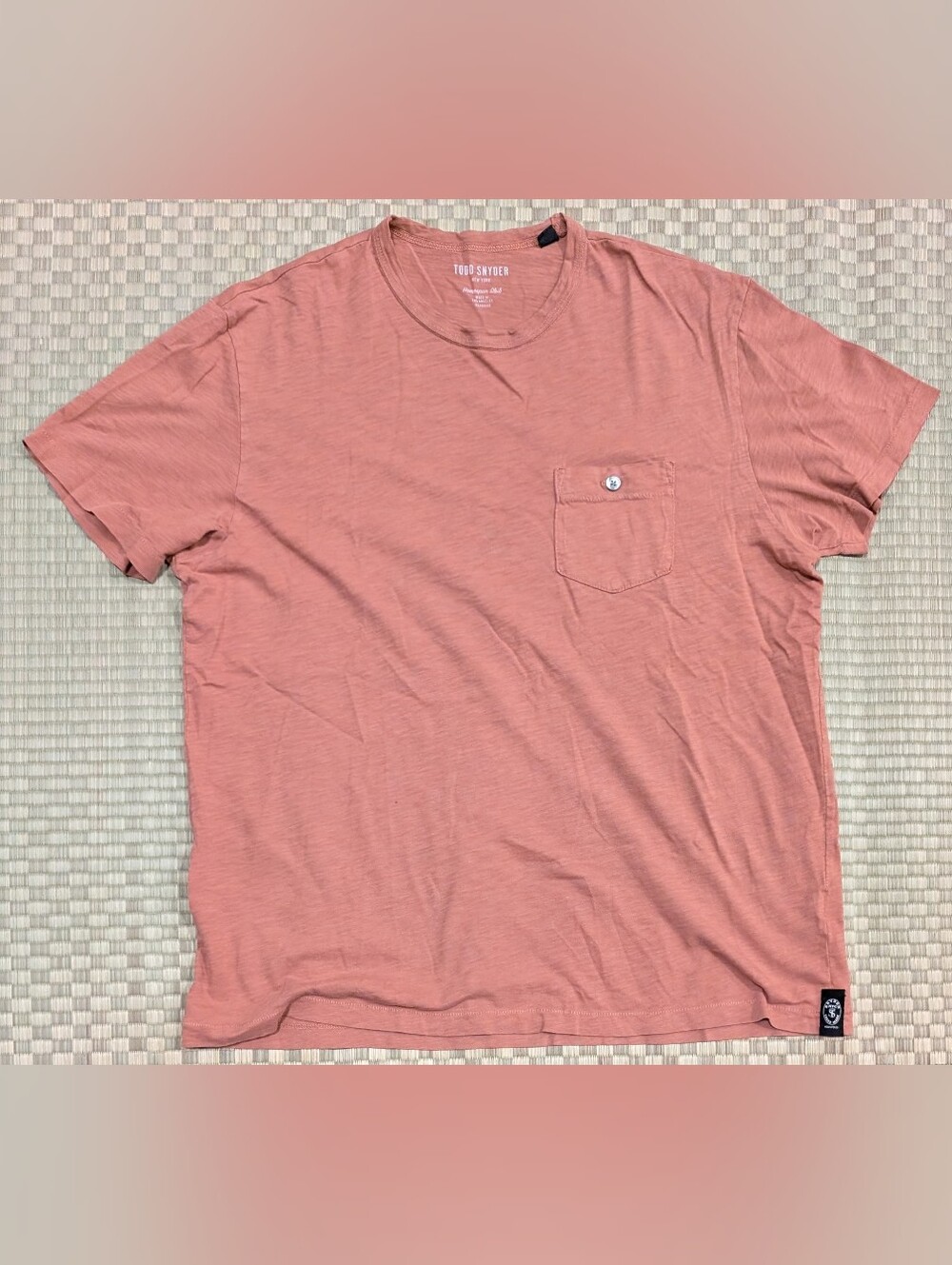 Todd Snyder Homespun Slub Pocket T-shirt Peach Men's Size Large Made in USA